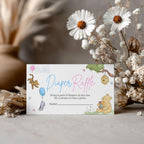 Winnie the Pooh Gender Reveal Diaper Raffle Card, Printable Baby Shower Nappy Raffle Cards