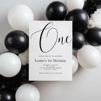 Minimalist Modern First Birthday Invitation, Gender neutral Invite, 1st Birthday Party Invitations 9175