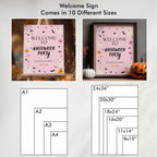 Girl Halloween Welcome Sign, Pink Ghost Halloween, Download Template