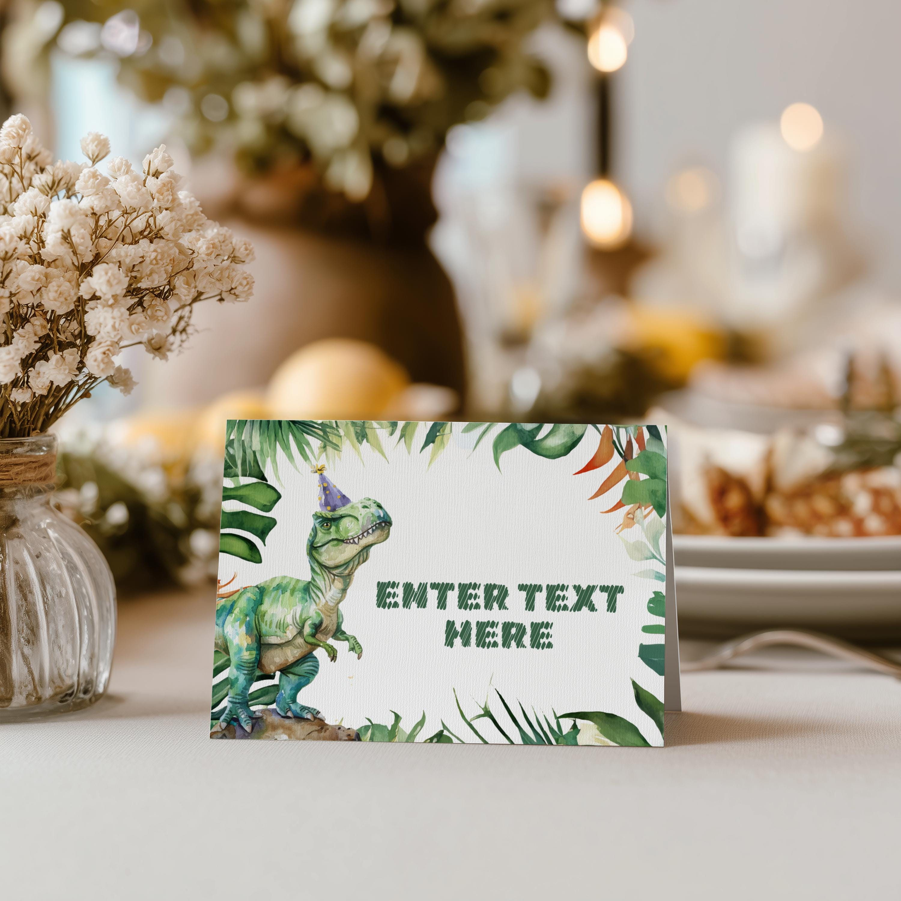 Editable Dinosaur Three Rex Food Tags | Dinosaur Three Rex Party Buffet Labels | Dinosaur Three Rex Tent Cards | Printable Table Labels 9014