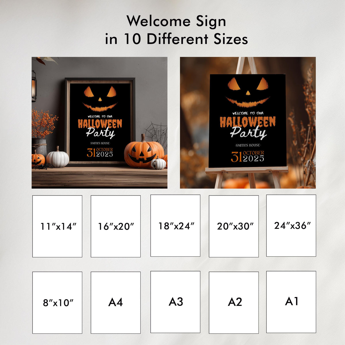 Halloween Pumpkin Face Party Welcome Sign, Halloween Pumpkin Face Party sign, Editable Template, Halloween Theme, Instant download