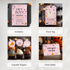 Pink Halloween Party Bundle, Hey Boo Girl Halloween Decorations Printable Download