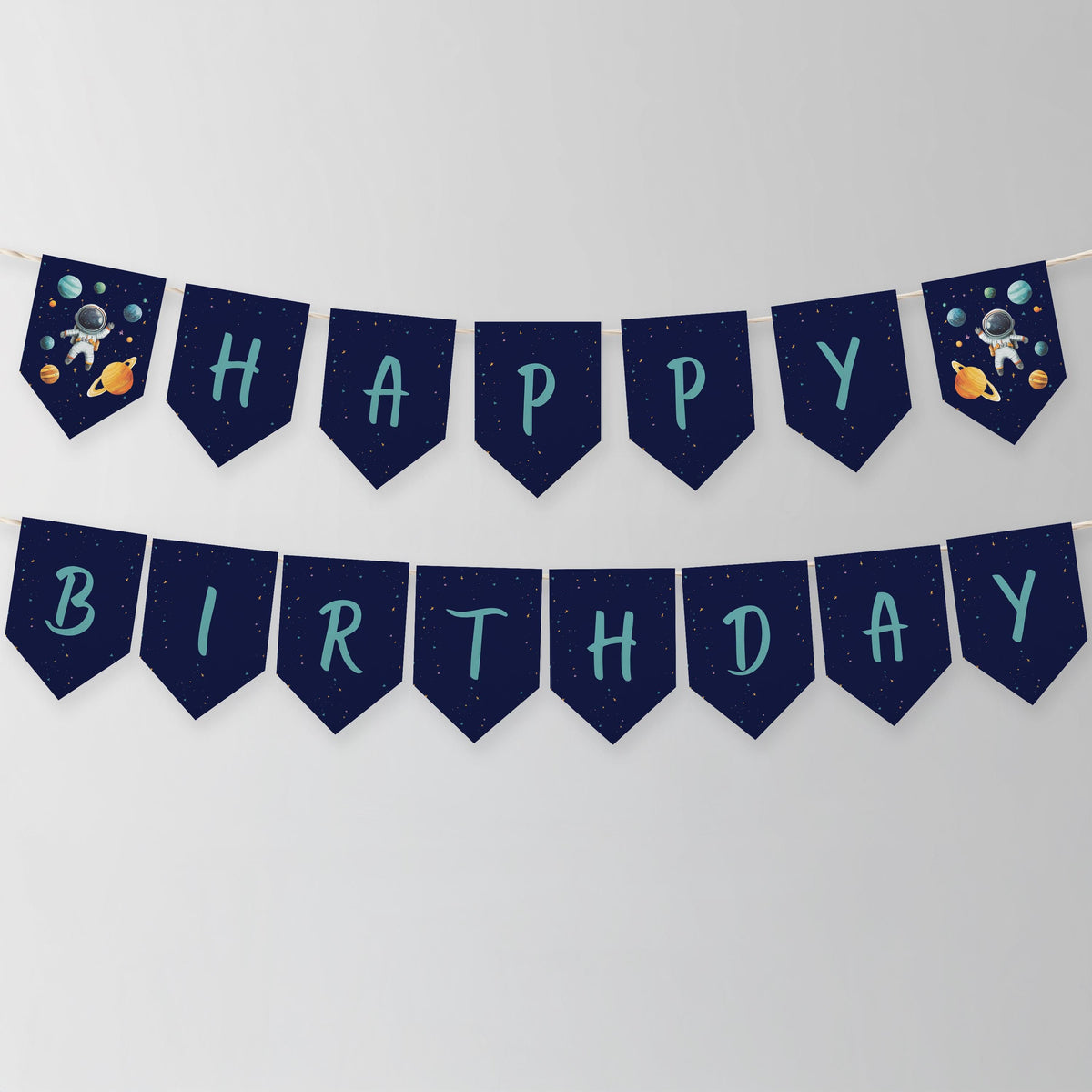 Editable Space Astronaut Happy Birthday Banner | Second Trip Around the Sun Printable Birthday Party Banner | Instant Download