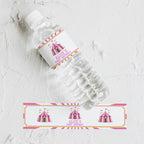 Pink Circus Water Bottle Labels, 1st Birthday Printable Bottle Label