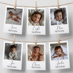 Minimalist First Birthday Photo Banner, 1st Birthday Photo Banner, Gender Neutral Photo Cards, Modern Monthly Milestone Photo Cards  9175