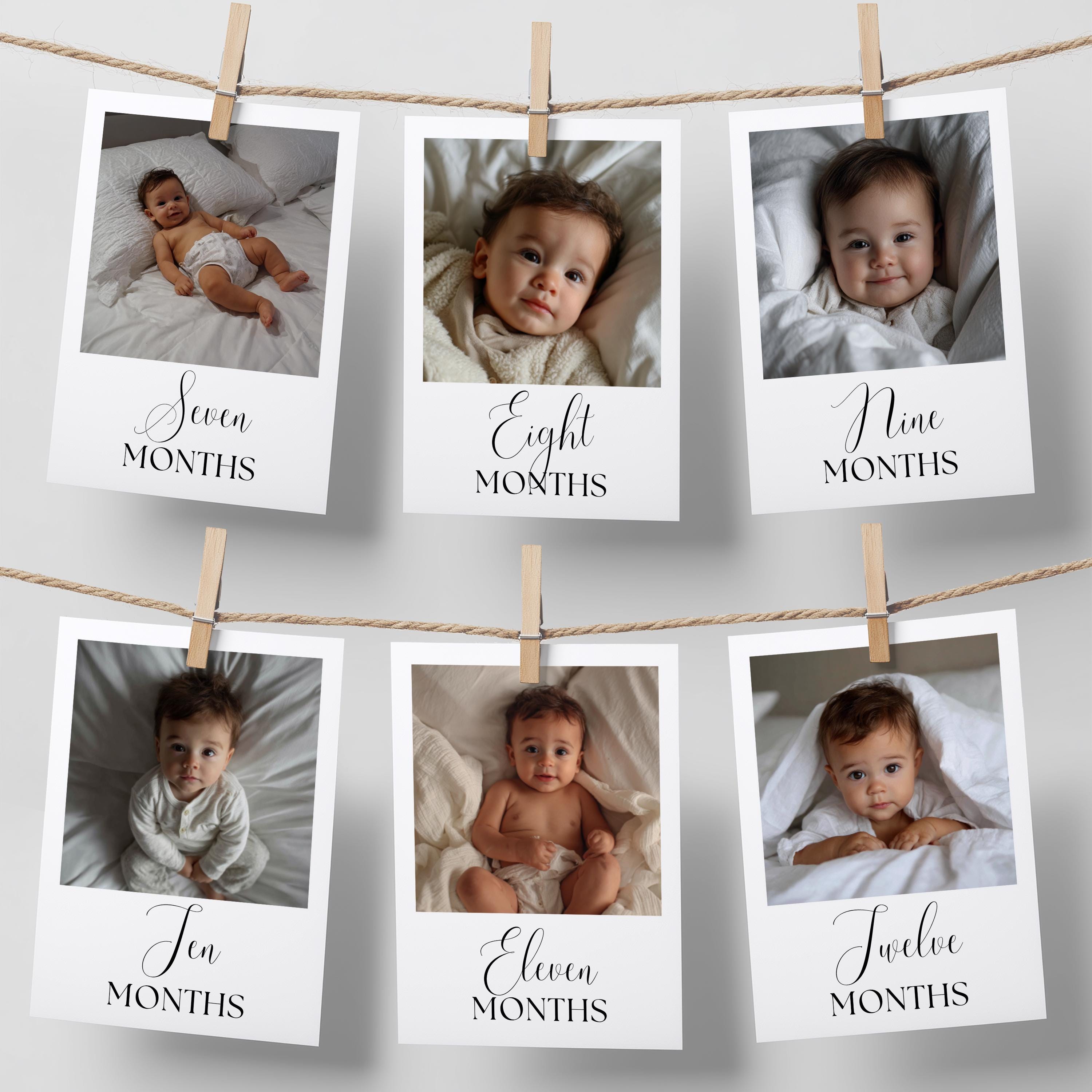 Minimalist First Birthday Photo Banner, 1st Birthday Photo Banner, Gender Neutral Photo Cards, Modern Monthly Milestone Photo Cards  9175