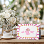 Pink Circus Food Labels, Birthday Food Label Tent Card