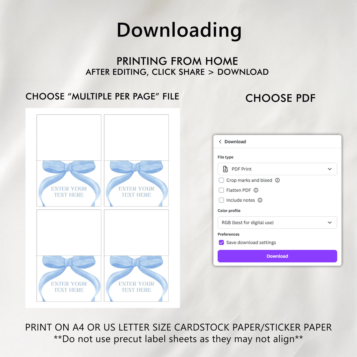 Blue Ribbon Food Labels, Coquette Blue Bow Birthday Food Label Card, Blue Bow Food Tent Card, Birthday Food Tags