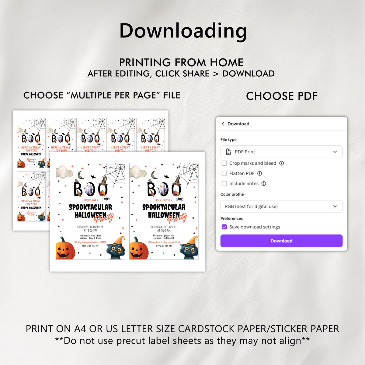 Halloween Party Invitation Template, Digital Download