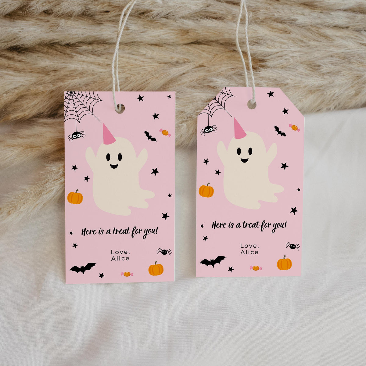 Pink Halloween Favor Tags: Editable Boo Party Gift (Printable Template) 9162