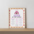 Pink Circus Milestone Sign, 1st Birthday Milestone Board