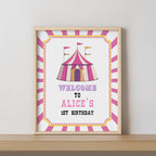 Pink Circus Welcome Sign, 1st Birthday Sign