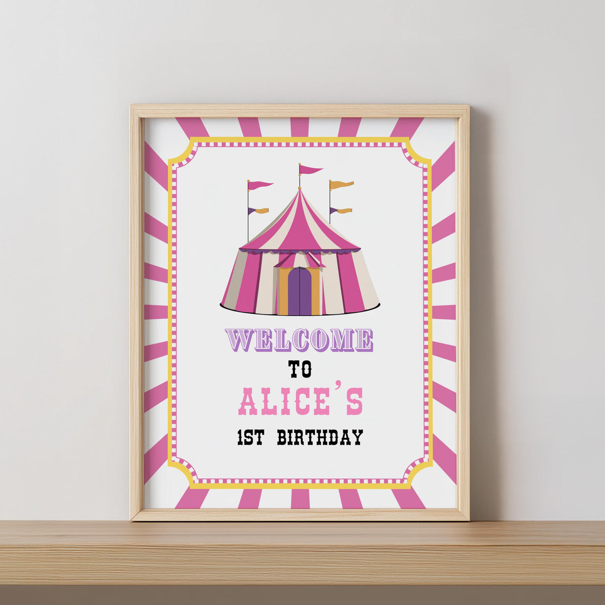 Pink Circus Welcome Sign, 1st Birthday Sign