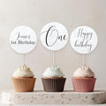 Minimalist Modern Cupcake Toppers, 1st Birthday, Gender neutral, Simple Cake Topper 9175