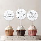 Minimalist Modern Cupcake Toppers, 1st Birthday, Gender neutral, Simple Cake Topper 9175