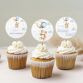 Teddy Bear Baby Shower Cupcake toppers, Bearly wait Party Cake topper