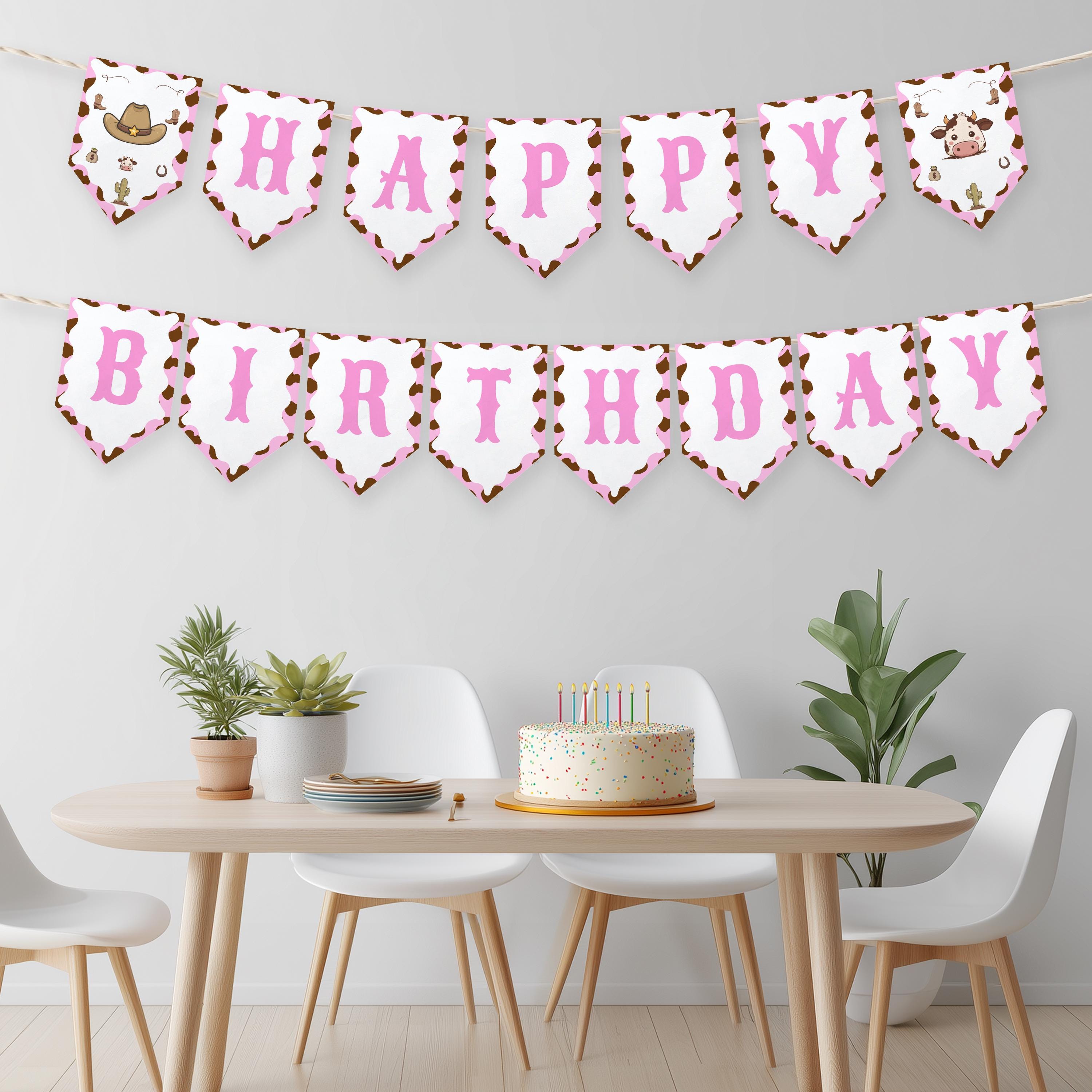 Editable Cowgirl First Rodeo Happy Birthday Banner | Printable Birthday Party Banner | Instant Download 8538