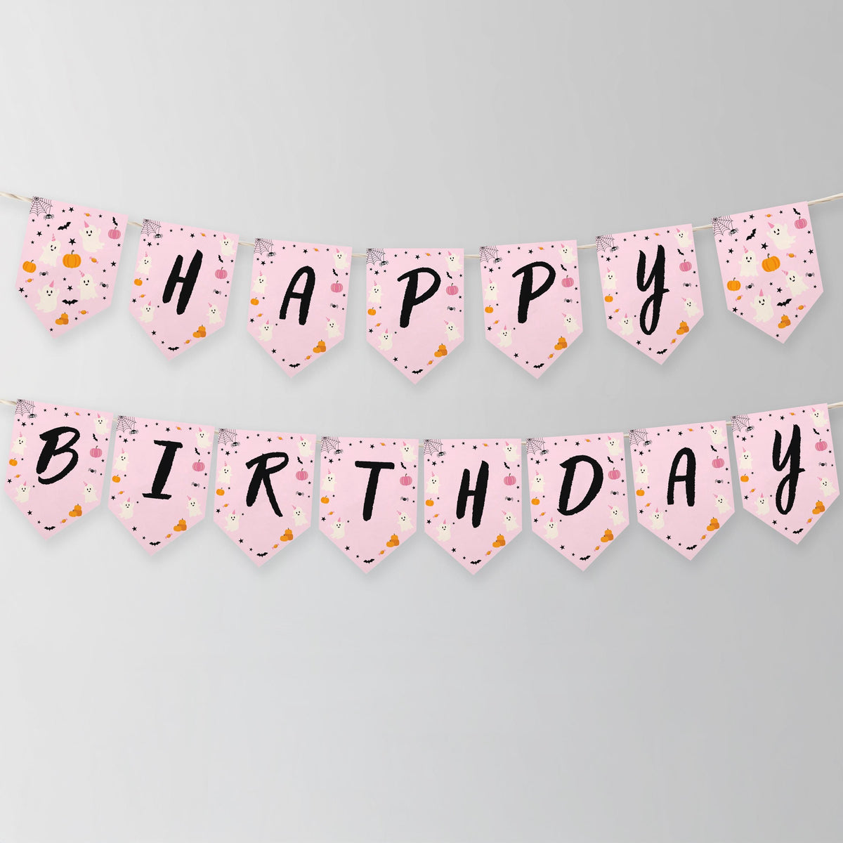 Pink Boo Ghost Birthday Banner: Halloween Party Decor (Printable Download) 9162