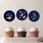 Editable Space Astronaut Birthday Cupcake Toppers | Second Trip Around the Sun Party Cake Toppers | Instant Digital Download