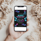 Editable Music Neon K-Pop Birthday Invitations, Music Neon KPop Invite, Korean Pop Theme Birthday Invitation Template, INSTANT DOWNLOAD