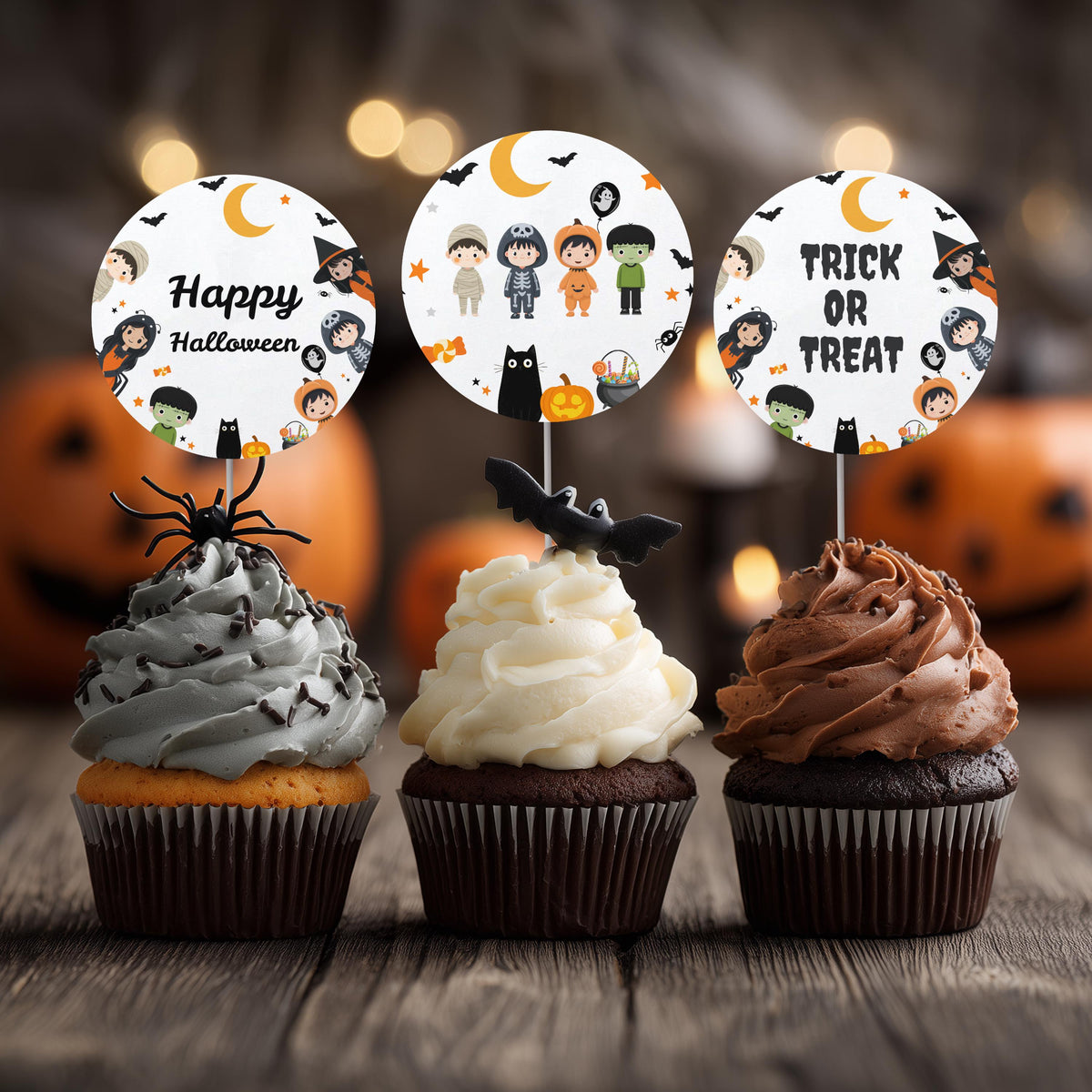 Halloween Cupcake Toppers Favor Tags, Halloween Costume Party Decorations, Halloween  download Digital PRINTABLE