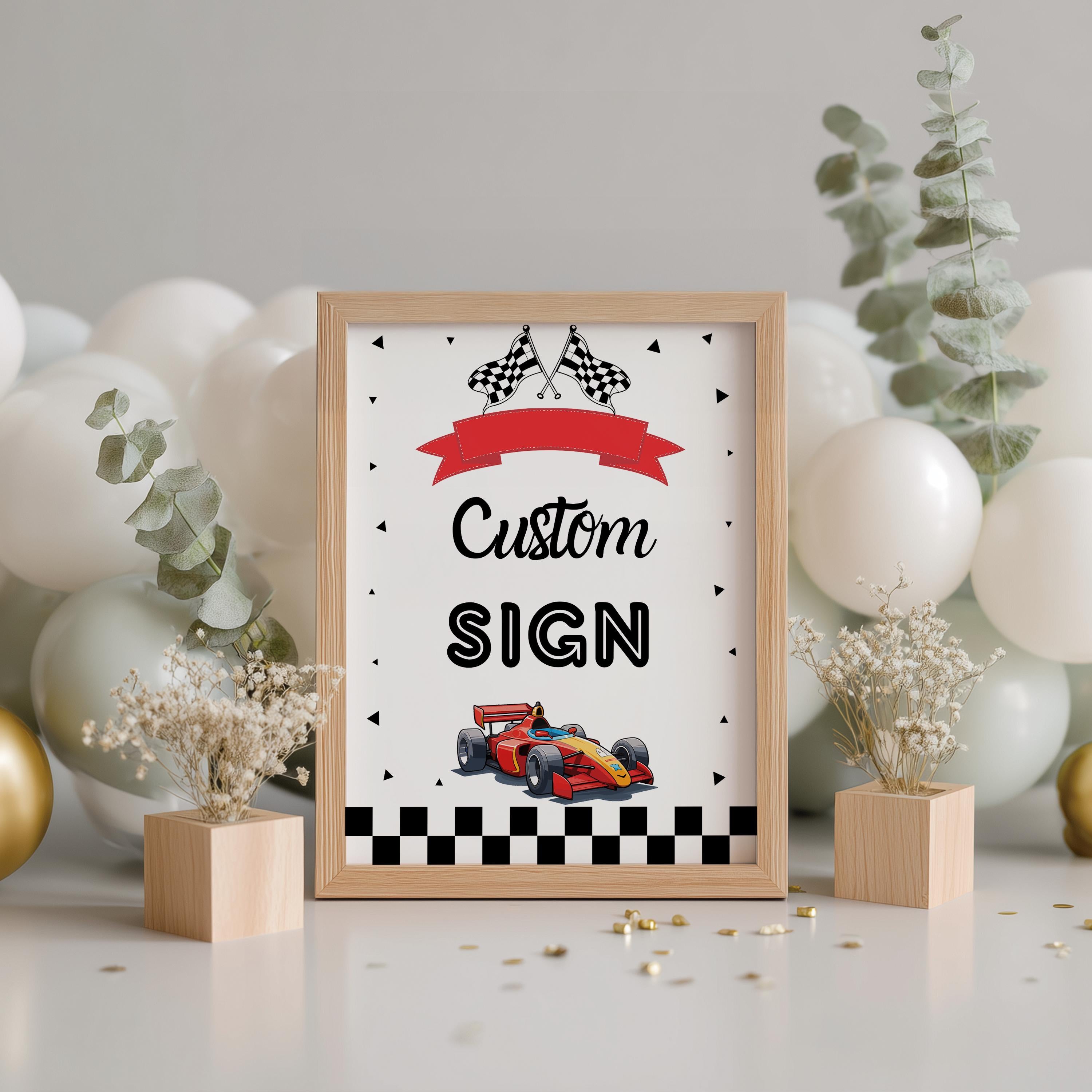 Racing Car First Birthday Signs, Red Cars 1st Birthday Custom Signs, 8x10 Custom Sign, Printable 1st Birthday Signs 5987