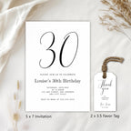 Minimalist Modern 30th Birthday Invitation, Gender neutral Invite, Thirty Birthday Party Invitations 9176