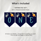 Astronaut High Chair Banner, Astronaut First Boy Birthday Party Decor, Astronaut Printable Bunting Flag