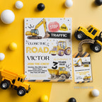 Editable Construction Invitation, Tractor Truck Invitations , Dump Truck Party Invite, Printable template Digital 9152