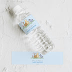 Blue Winnie the Pooh Water Bottle Labels, Baby Shower Label