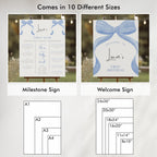 Blue Bow First Birthday Bundle, Blue Ribbon 1st Birthday Decoration, Printable Birthday Decorations, Blue Ribbon Bundle
