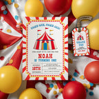 Circus Invitation Template, Carnival 1st Birthday Invite