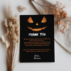Editable Halloween Pumpkin Face Party Thank You Card | Instant Download Template