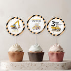 Editable Construction Birthday Cupcake toppers, Construction Party Cake Dump Truck Party Template printable Instant Digital download 9152