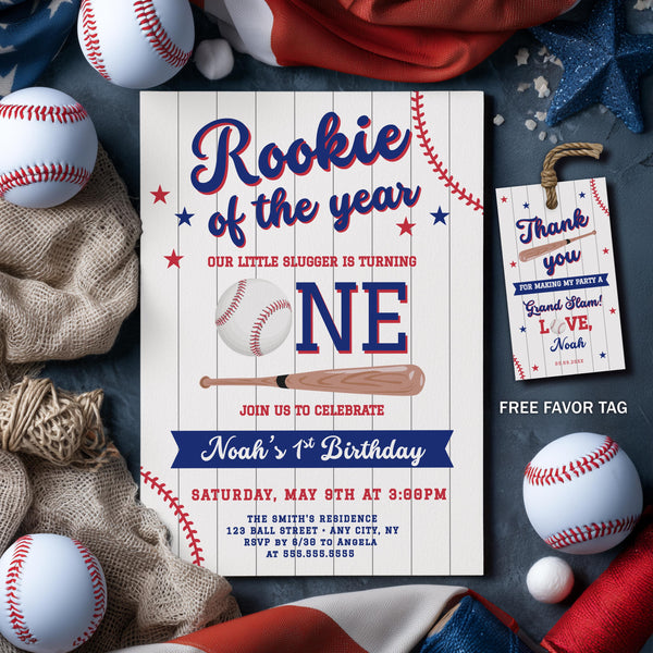 Rookie of the Year Invitation , Baseball 1st Birthday Invite
