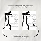 18th Black Bow Cupcake Toppers, Minimalist Decorations, Printable Template 9173