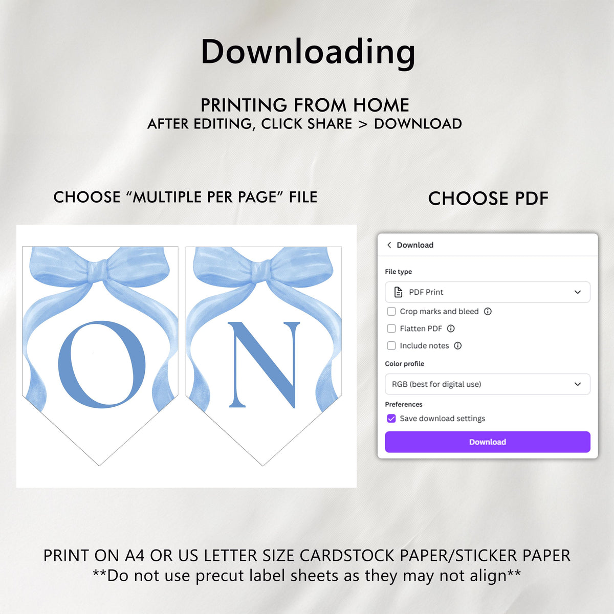 Blue Bow High Chair Banner, Blue Bow First Birthday Party Decoration, Printable Banner