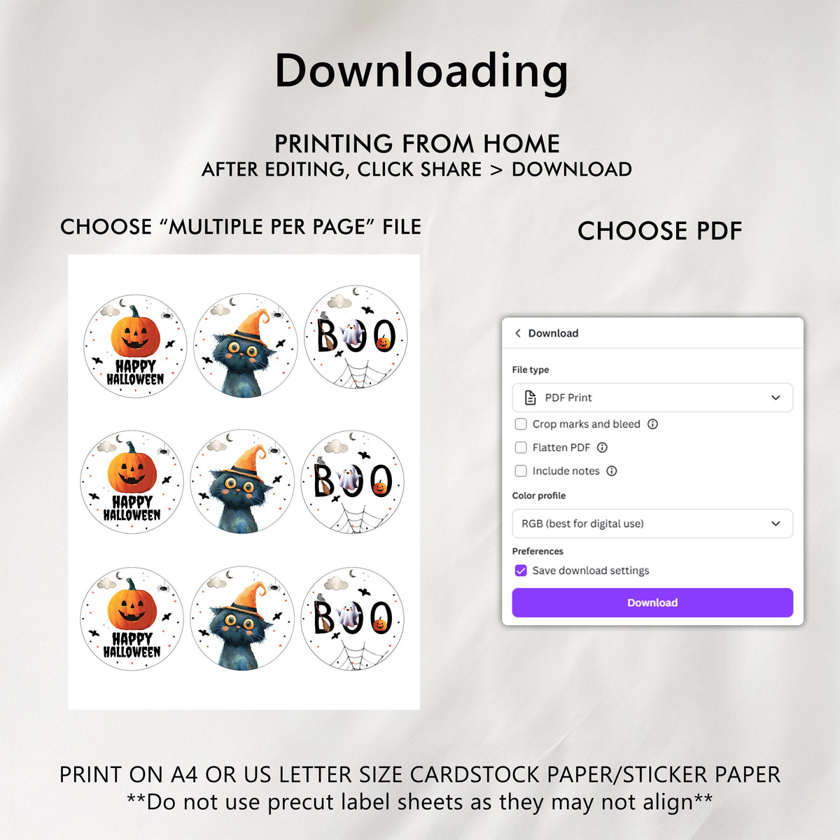 Editable Halloween Cute Costume Party Cupcake Toppers, Boo Halloween Printable Cake Toppers, Instant Download
