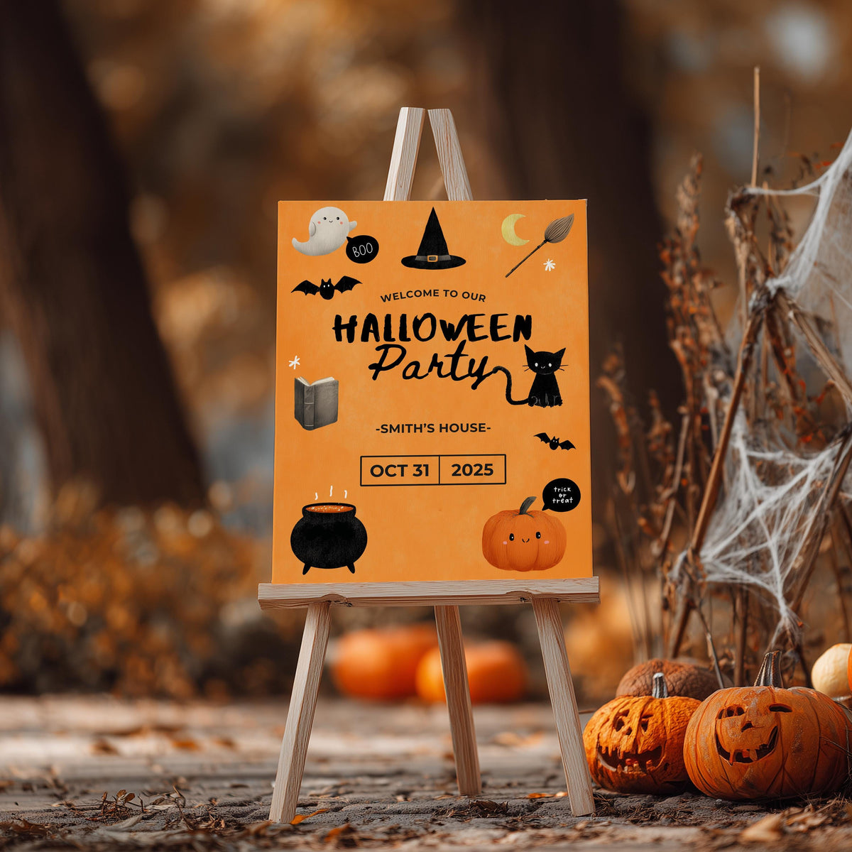 Editable Halloween Cute Costume Party Welcome Sign – Instant Download