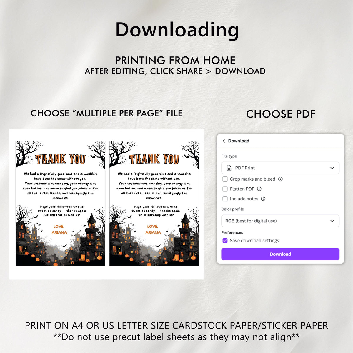 Editable Halloween Party Thank You Card | Instant Download Template