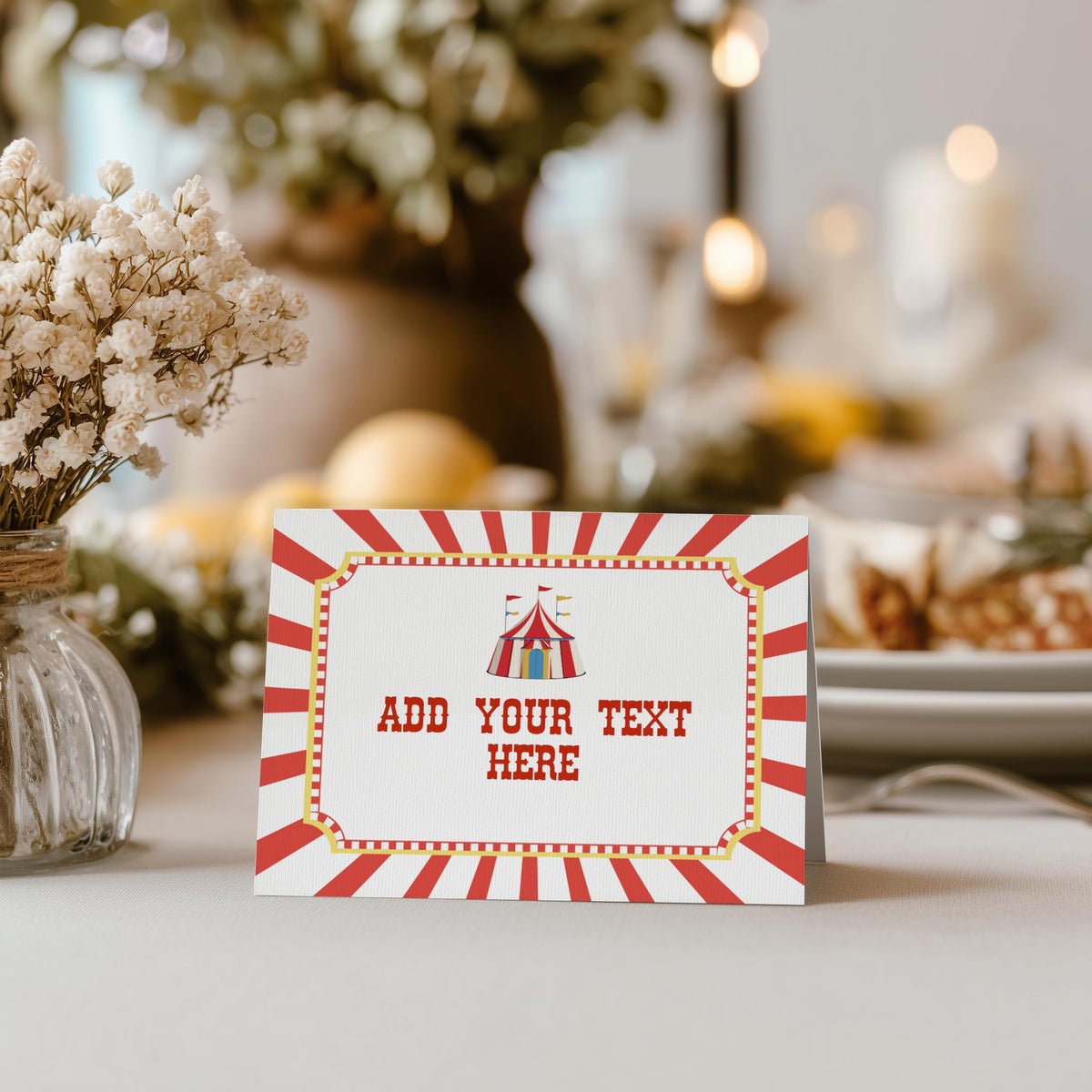 Circus Food Labels, Carnival Food Label Tent Card