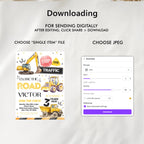Editable Construction Invitation, Tractor Truck Invitations , Dump Truck Party Invite, Printable template Digital 9152