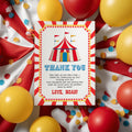 Circus Thank You Card Template, Carnival Printable Thanks Card