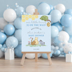 Blue Winnie the Pooh Baby Shower Welcome Sign, Template Party Signs