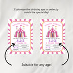 Pink Circus Water Bottle Labels, 1st Birthday Printable Bottle Label