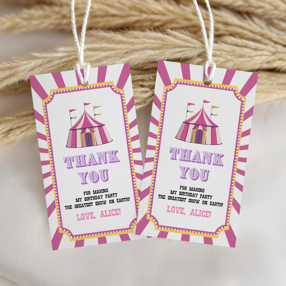 Pink Circus Invitation, 1st Birthday Invite