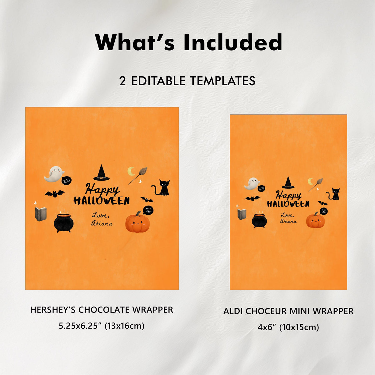Editable Halloween Cute Costume Party Candy Bar Wrapper