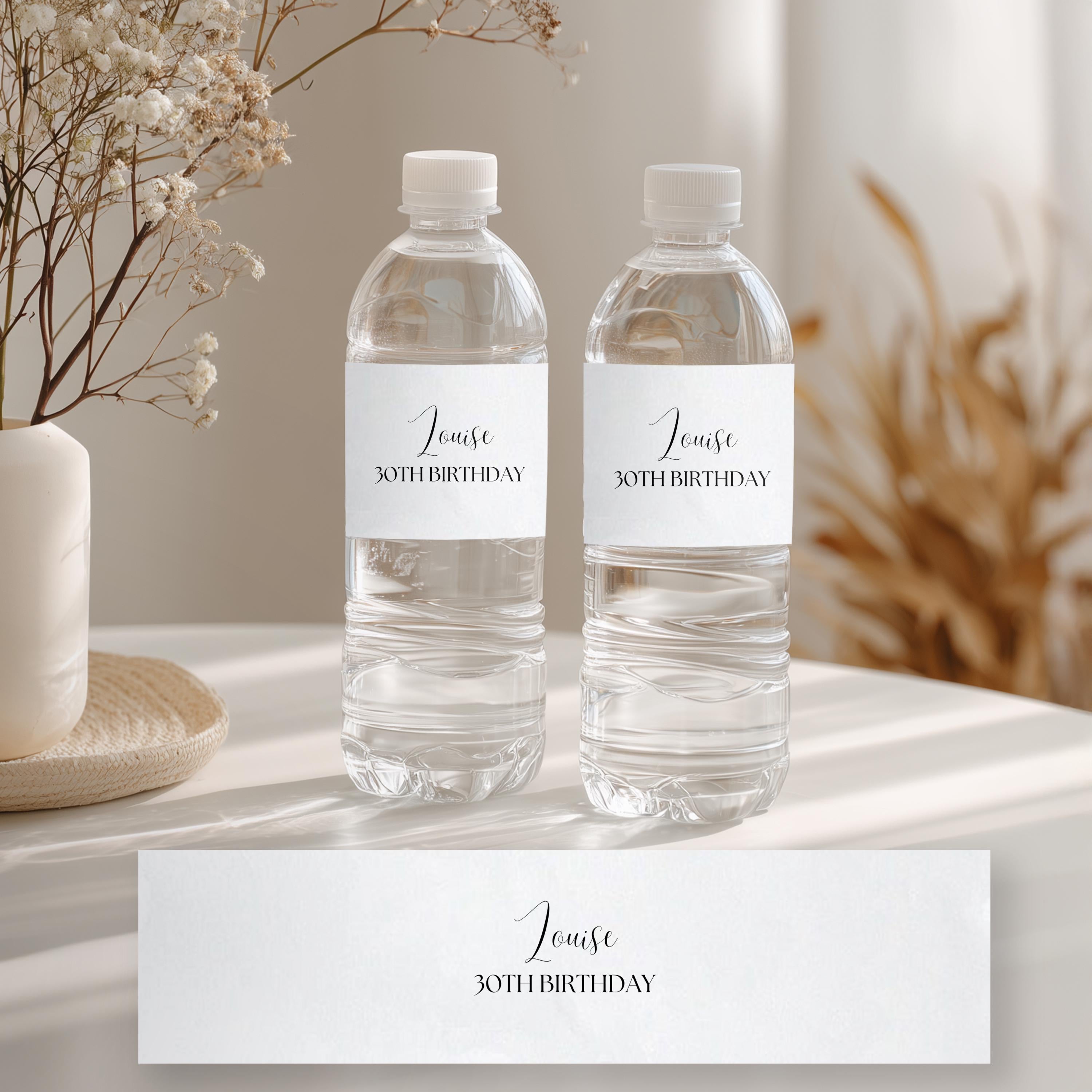 30th Bottle Labels, Printable Water Label, Thirty Minimalist Modern Adult Printable Party 9176