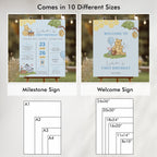 Blue Winnie the Pooh Birthday Decorations, 1st Party Bundle, Printable Party Set