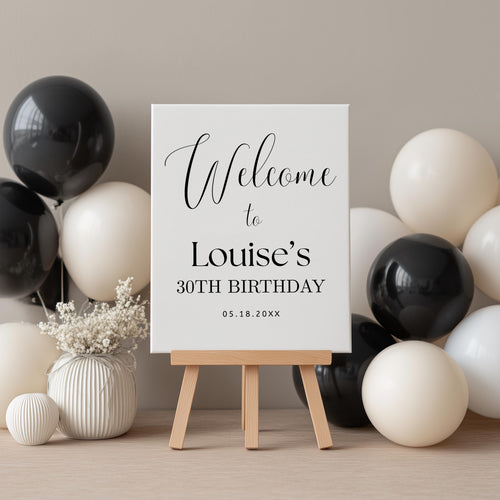 30th Welcome Sign,Minimalist Modern Birthday Signs, Adult Party Sign 9176